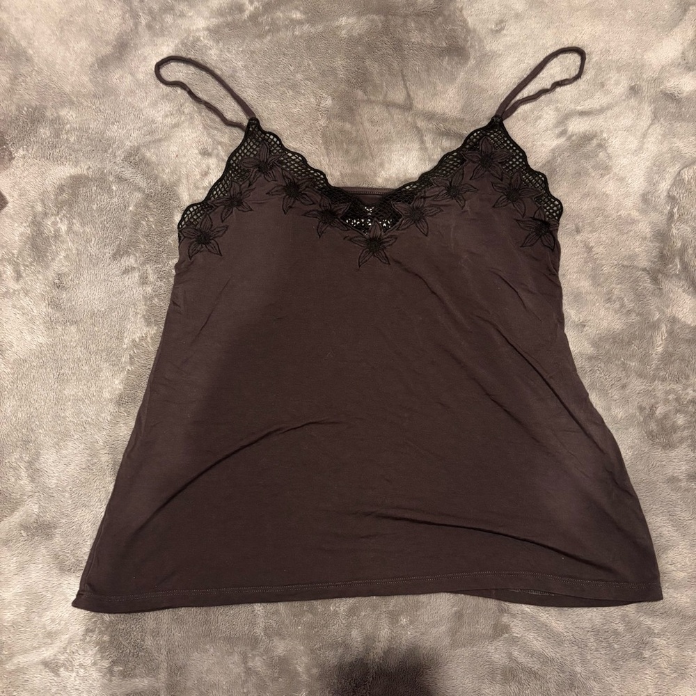 American Eagle Black Lace-Trim Cami